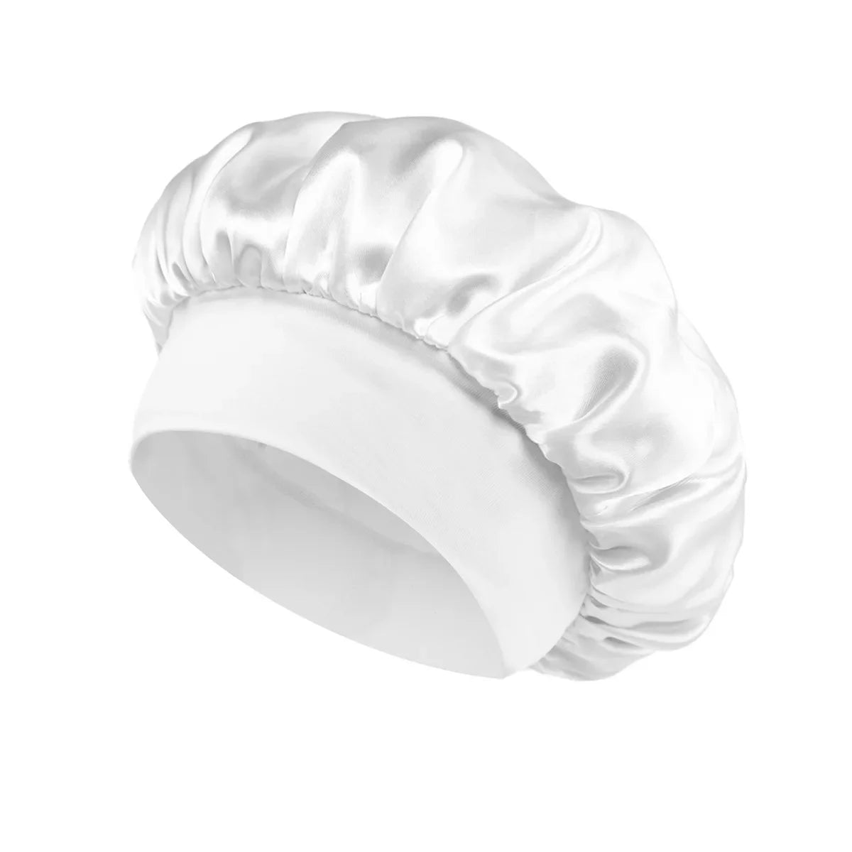 Satin Bonnet Hair Bonnet for Sleeping Hair Care Silk Bonnets Solid Wide-brimmed Sleeping Hat with Elastic Soft Band