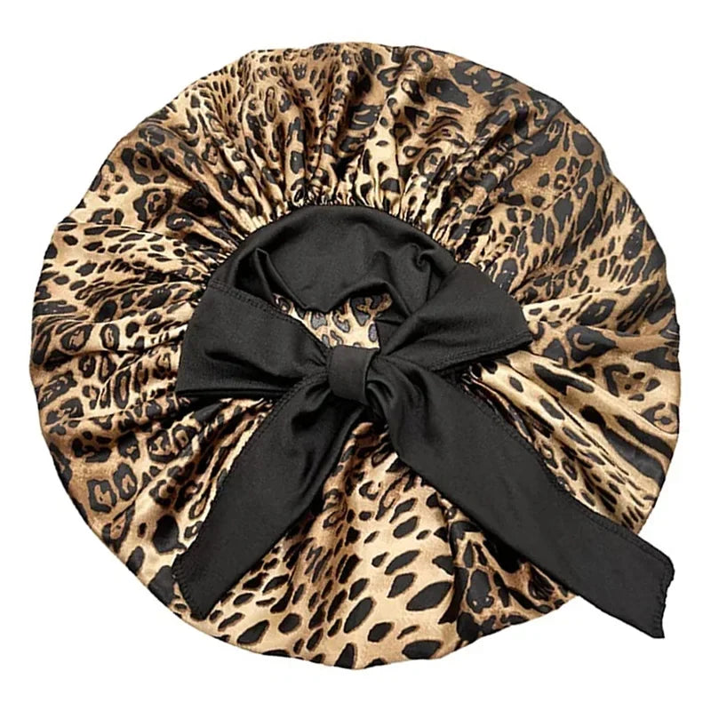 Satin Widened Sleep Hat Night Sleep Cap with Long Streamer Hair Care Bonnet Nightcap Elastic Cap De Nuit Shower Turban