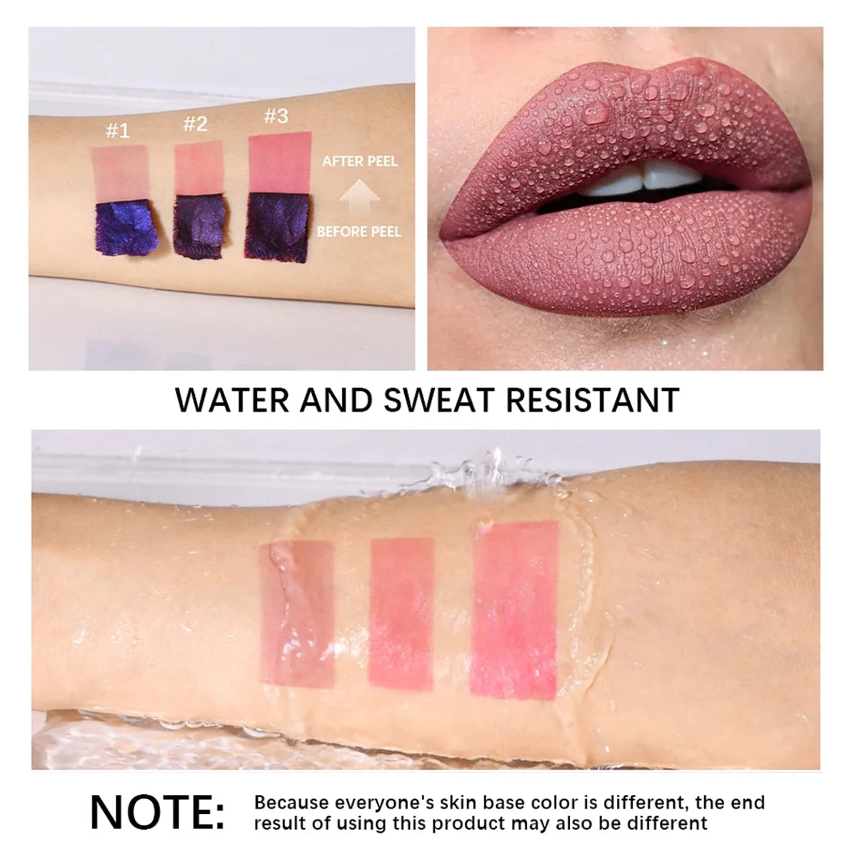 Peel Off Lip Stain Set, 3 Colors Long-Lasting Waterproof Pink Lip Tint, Transfer-Proof Non-Stick Cup Lip Makeup