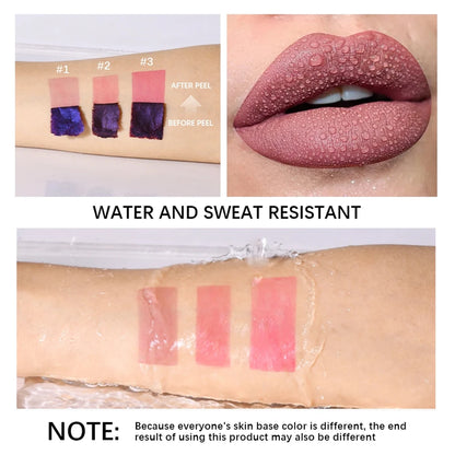 Peel Off Lip Stain Set, 3 Colors Long-Lasting Waterproof Pink Lip Tint, Transfer-Proof Non-Stick Cup Lip Makeup