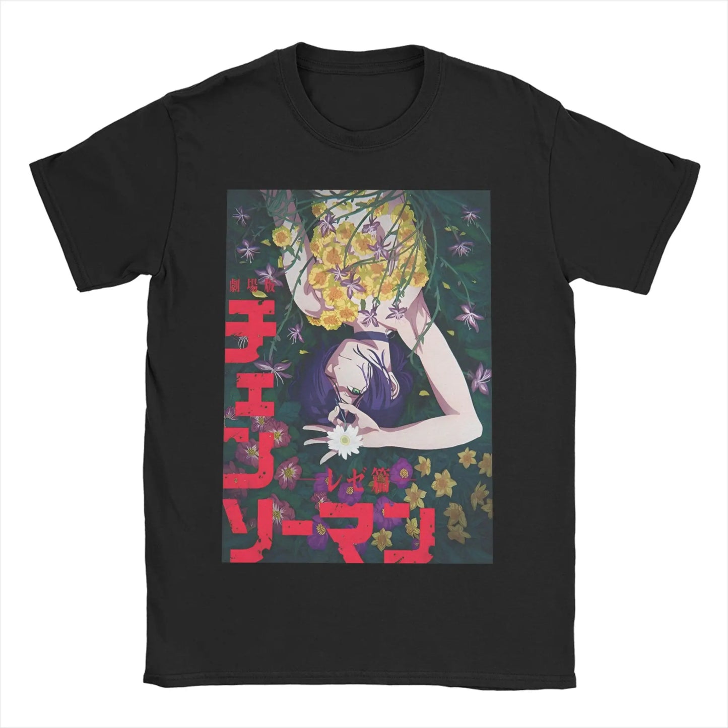 Chainsaw Man Reze T-Shirts Men Women Anime Manga Funny 100% Cotton Tee Shirt O Neck Short Sleeve T Shirts Party Clothes