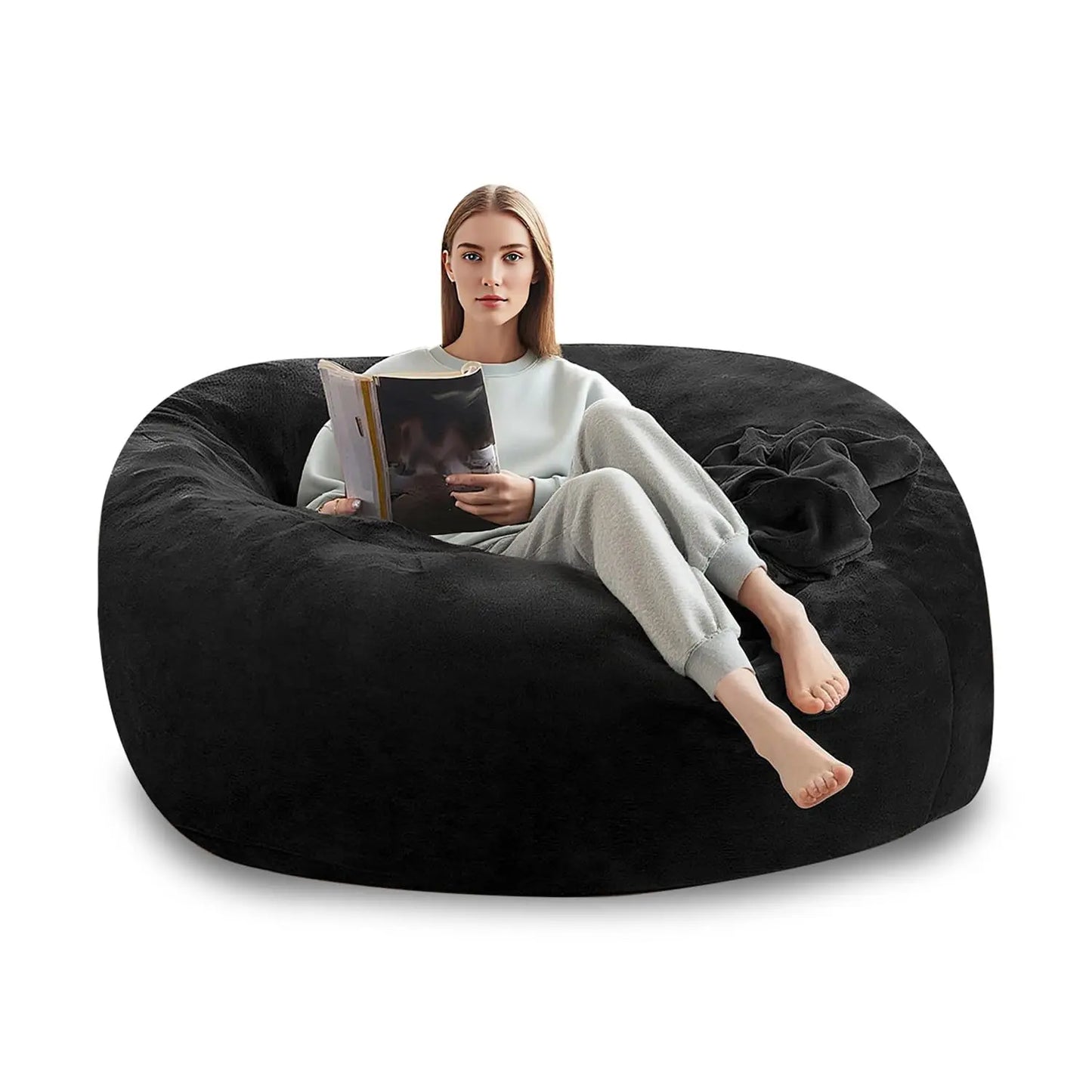 4FT Memory Foam Bean Bag Chair With Filler Included,Reading Sofa For Living Room,Bedroom,Dormitory,Black,Customized