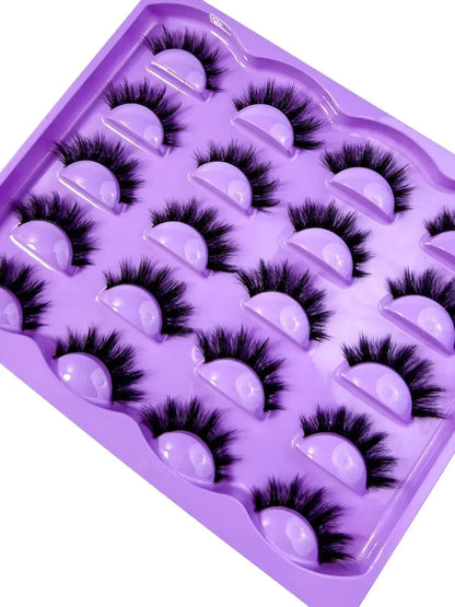 New 10 Pairs Of Natural Full False Eyelashes,Thick Curling Fluffy Eyelashes For Party Use Manga Eyelashes, Travel Essentials