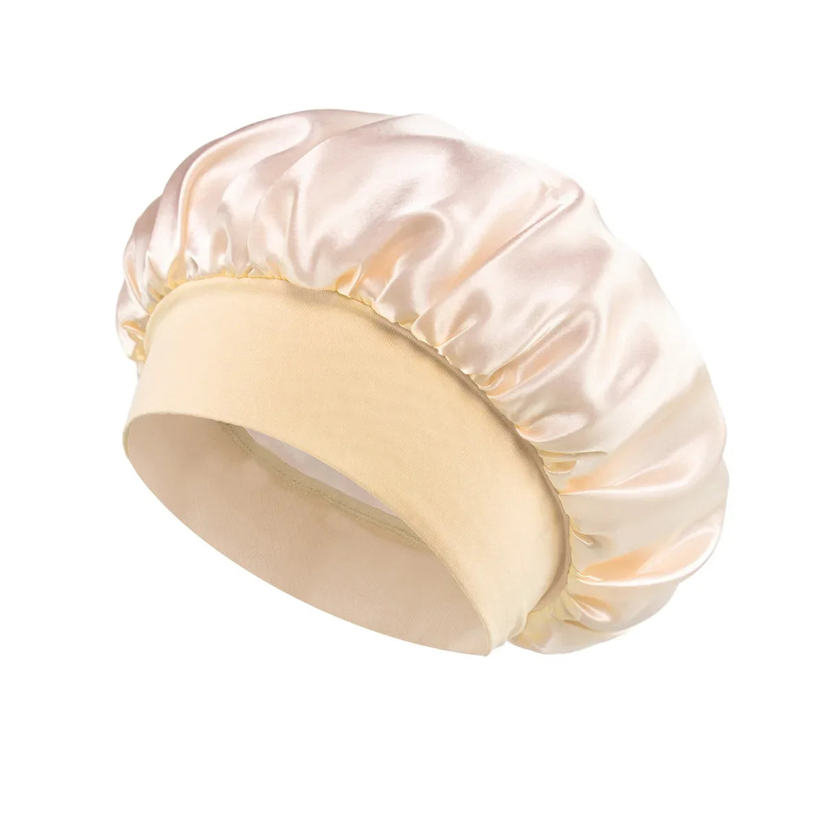 Satin Bonnet Hair Bonnet for Sleeping Hair Care Silk Bonnets Solid Wide-brimmed Sleeping Hat with Elastic Soft Band