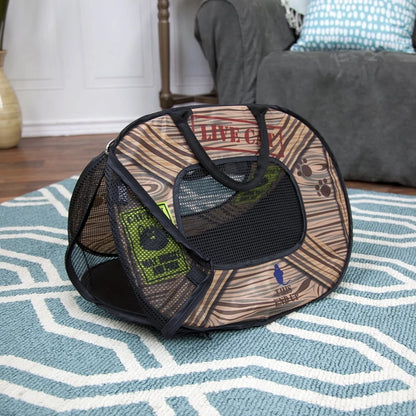 Collapsible Lightweight Cat Carrier Zipper Lock Portable Travel Pet Carrier Cats and Kittens with Ventilated Mesh Panels