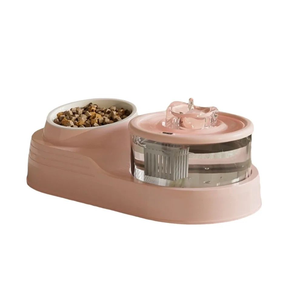 USB Charging 2-in-1 Pets Water Fountain Auto Filter Mute Cat Small Dog Drinker Bowl Large Capacity Neck Protection Pet Feeder for Home