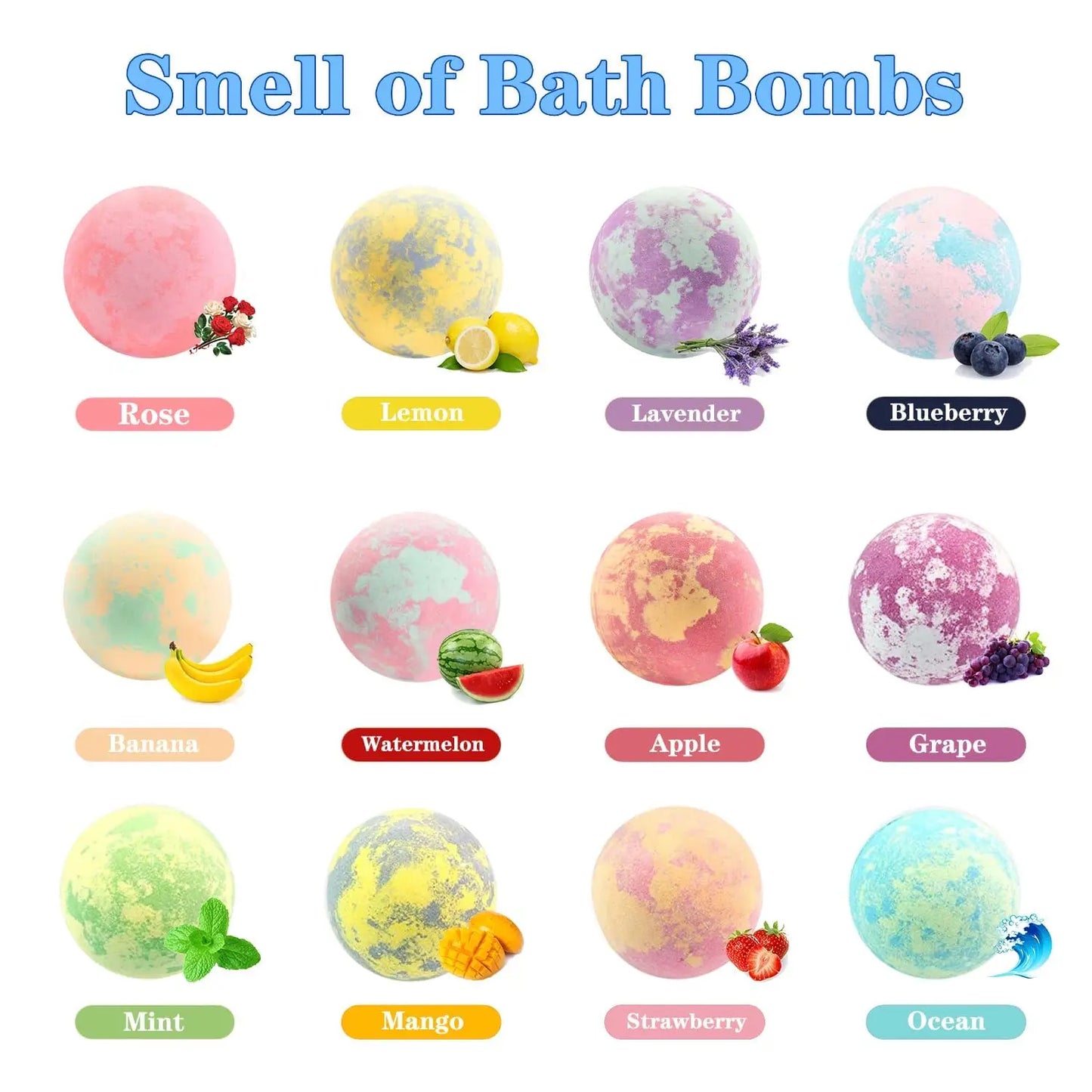 20 Pack Organic Kids Bath Bombs with Toys Inside, Safe Handmade Fizzy Balls for Boys & Girls Birthday Gifts