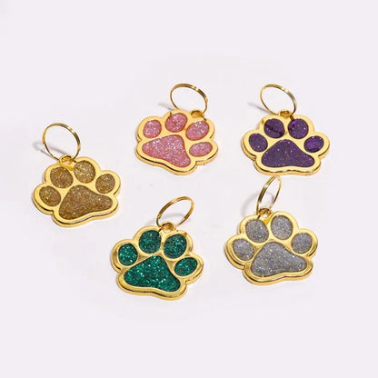 Glitter Claw Custom Text Dog Tag Personalized Name Pets Tag Laser Engraving Number Golden Collar Pendant Customized Cat ID Tag