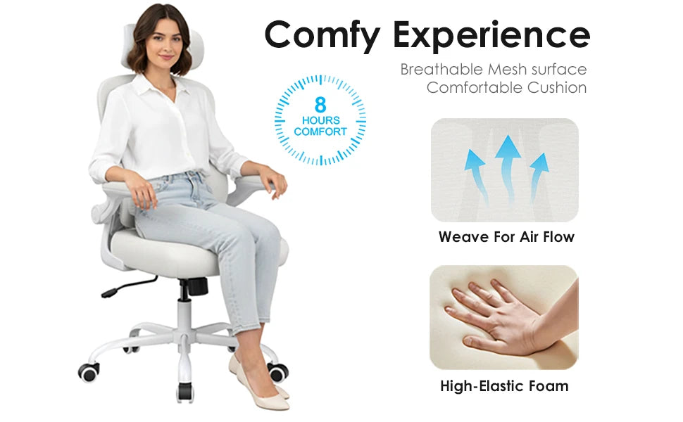 Ergonomic Office Chair, Desk Chair with Headrest and Lumbar Support, High Back Swivel Home Office Chair