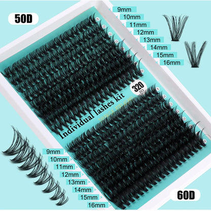 Individual Lashes 20-100D 280pcs Cluster Lashes Natural Look Mixed Tray DIY Eyelash Extension Volume Lash Clusters Eyelashes