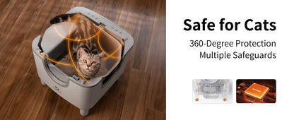 Self-Cleaning Litter Box - Open-Top Automatic Cat Litter Box with Odor Control, Safety Features, and Easy Maintenance