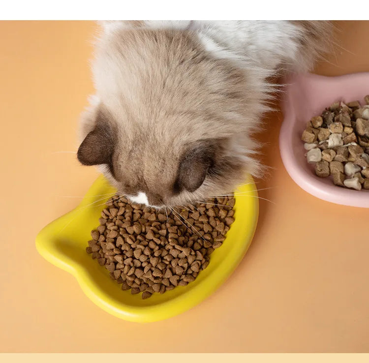 4-Color Pet Bowl Cat Food Dish Canned Snack Frozen Meal Plate for Dwarf Cats Premium Anti-Black-Nose Pet Dish Home Use Pet Bowl.