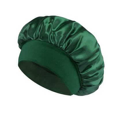 Satin Bonnet Hair Bonnet for Sleeping Hair Care Silk Bonnets Solid Wide-brimmed Sleeping Hat with Elastic Soft Band