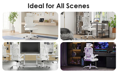 Ergonomic Office Chair, Desk Chair with Headrest and Lumbar Support, High Back Swivel Home Office Chair