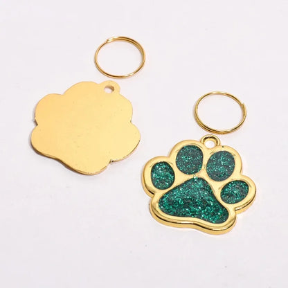 Glitter Claw Custom Text Dog Tag Personalized Name Pets Tag Laser Engraving Number Golden Collar Pendant Customized Cat ID Tag