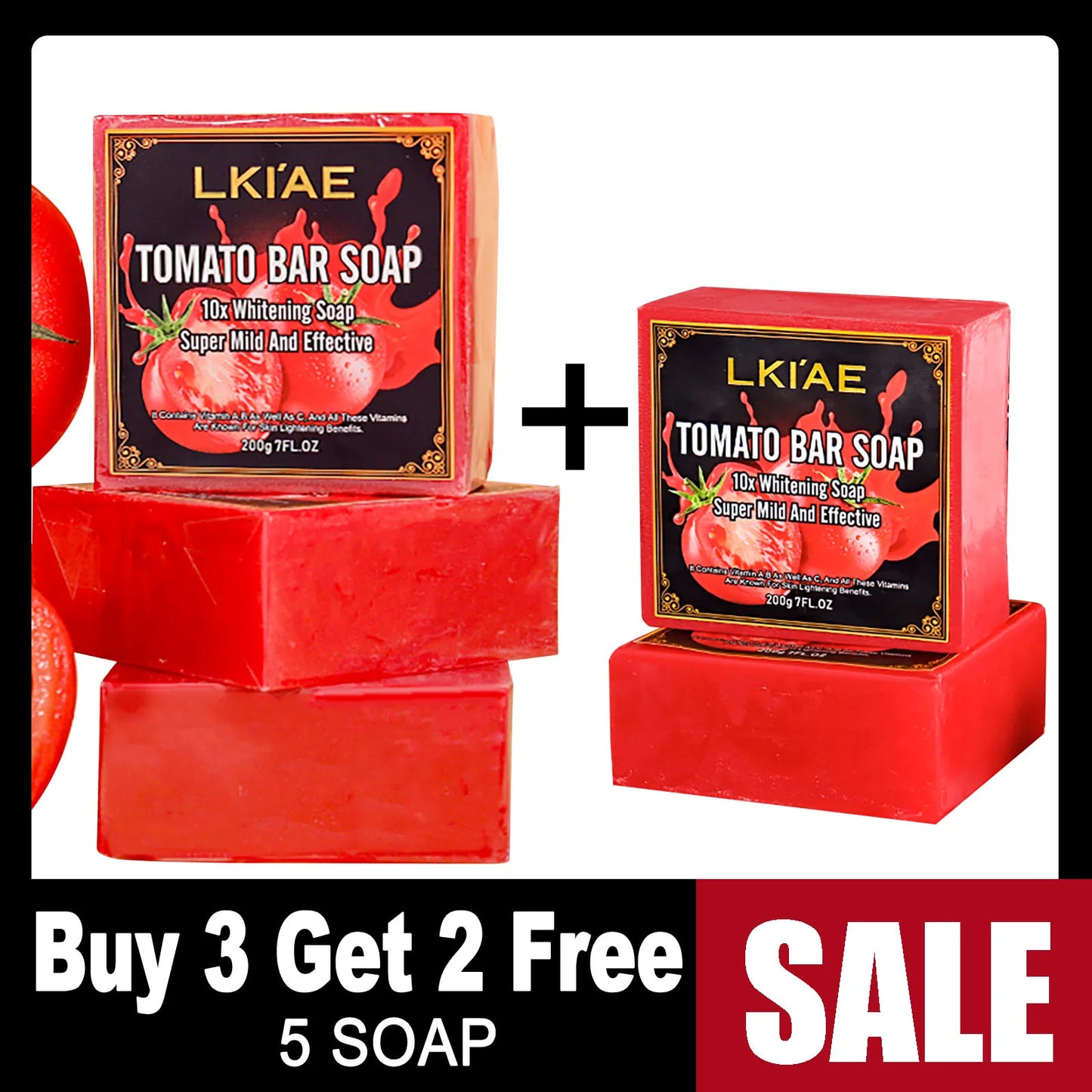 Tomato Fruit Scented Handmade Natural Bar Soap, For Face, Body, Whitening, Oil Control, Brightens, Shrink Pore, 200g