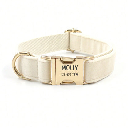 Velvet Dog Cat Collar Custom Engraved ID Tag Soft Adjustable Collar for Small Medium Large Dogs Cats