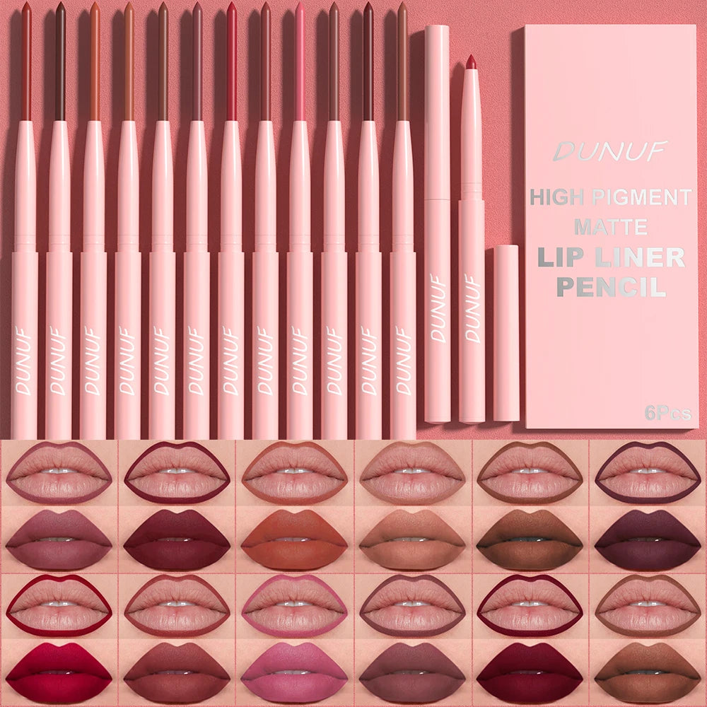 Waterproof Lip Liner Pencil 6 Colors Set: Lip Contour Waterproof Non-transfer Highly Pigmented Smooth Nude-pink Daily &  Party Makeup