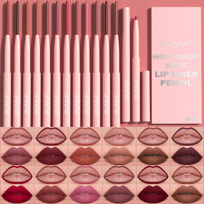 Waterproof Lip Liner Pencil 6 Colors Set: Lip Contour Waterproof Non-transfer Highly Pigmented Smooth Nude-pink Daily &  Party Makeup