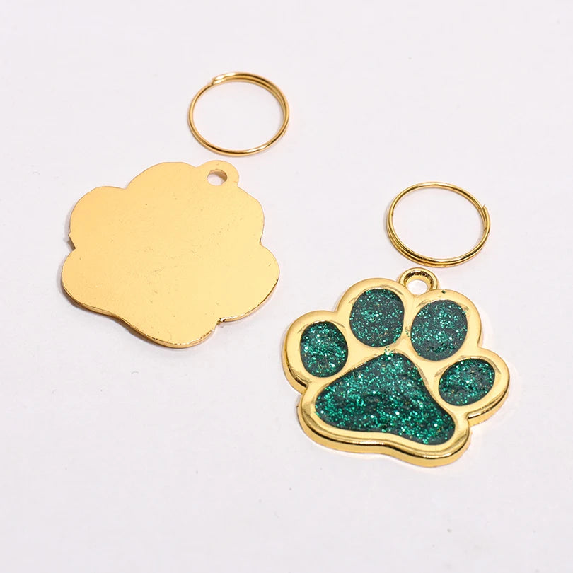 Glitter Claw Custom Text Dog Tag Personalized Name Pets Tag Laser Engraving Number Golden Collar Pendant Customized Cat ID Tag