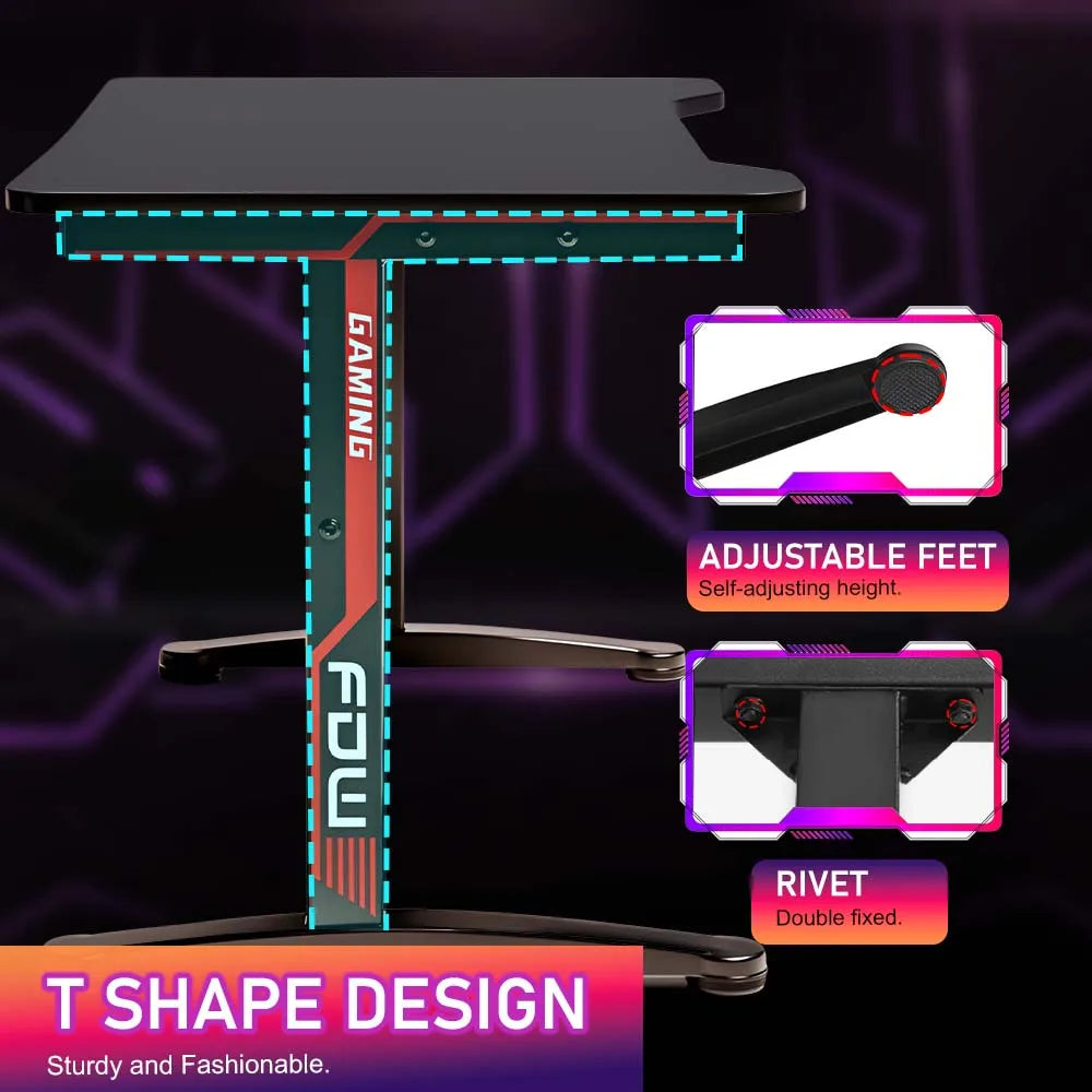 47 Inch Desk Modern Computer Desk with Electric Lifting Headphone Hook，Ergonomic Workstation Table for Home Office