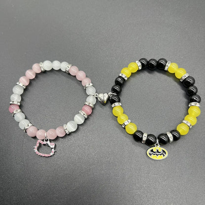 1Pair Magic Stick Hat Crown Pendant Beads Bracelet Couple Matching Bracelets Wicked Witch Movie Inspired Bracelet Friend Jewelry