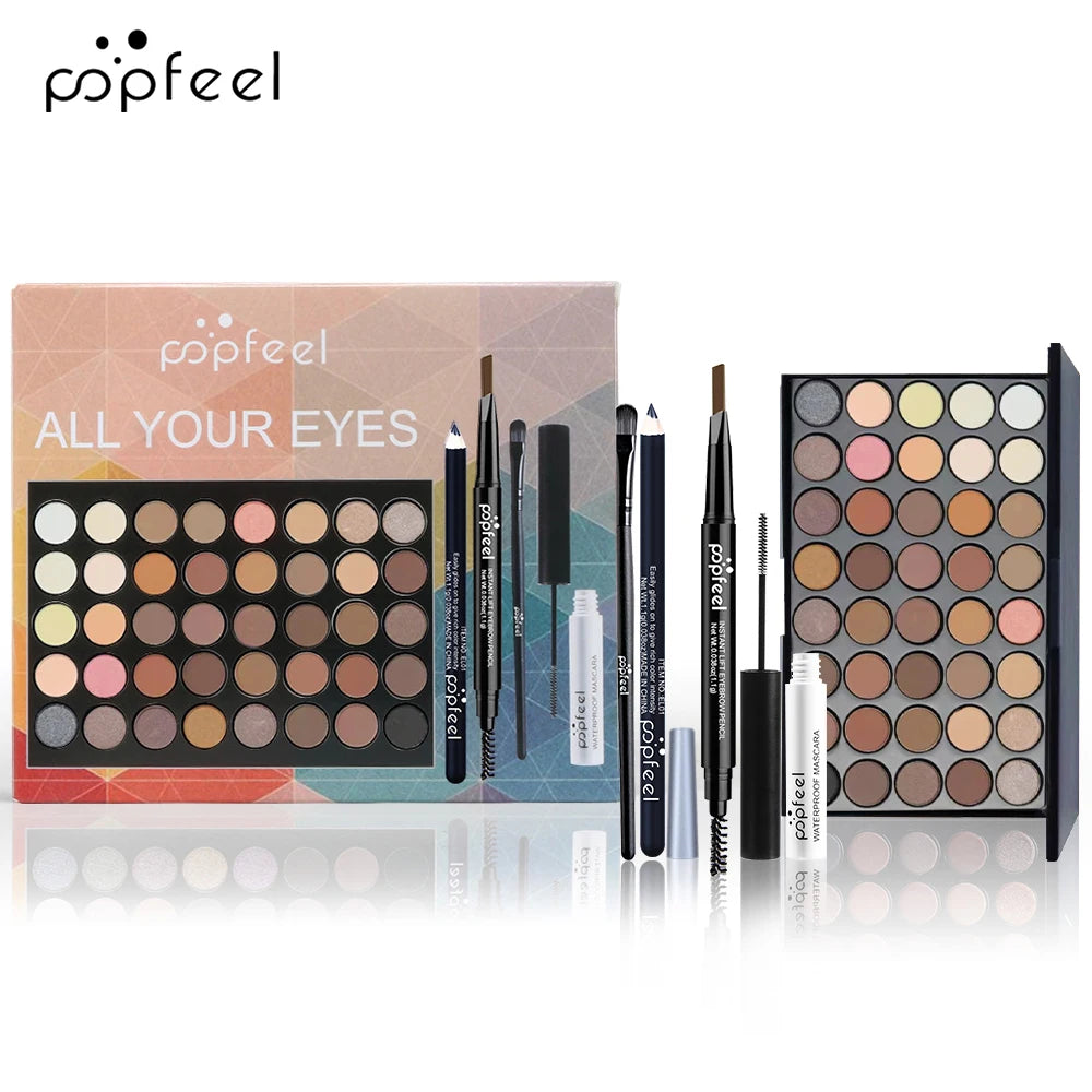 POPFEEL Eye Makeup Set, Eyeshadow Palette, Eyeliner, Mascara, Eyebrow Pencil, Makeup Tool Set Box, Gifts