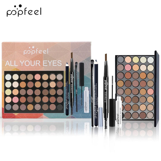POPFEEL Eye Makeup Set, Eyeshadow Palette, Eyeliner, Mascara, Eyebrow Pencil, Makeup Tool Set Box, Gifts