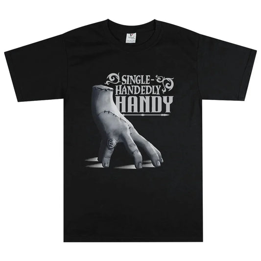 Wednesday Single Handedly Handy T-shirt Fashion Unisex Streetwear Casual Short Sleeve Cotton Tshirt Film Printing Tees