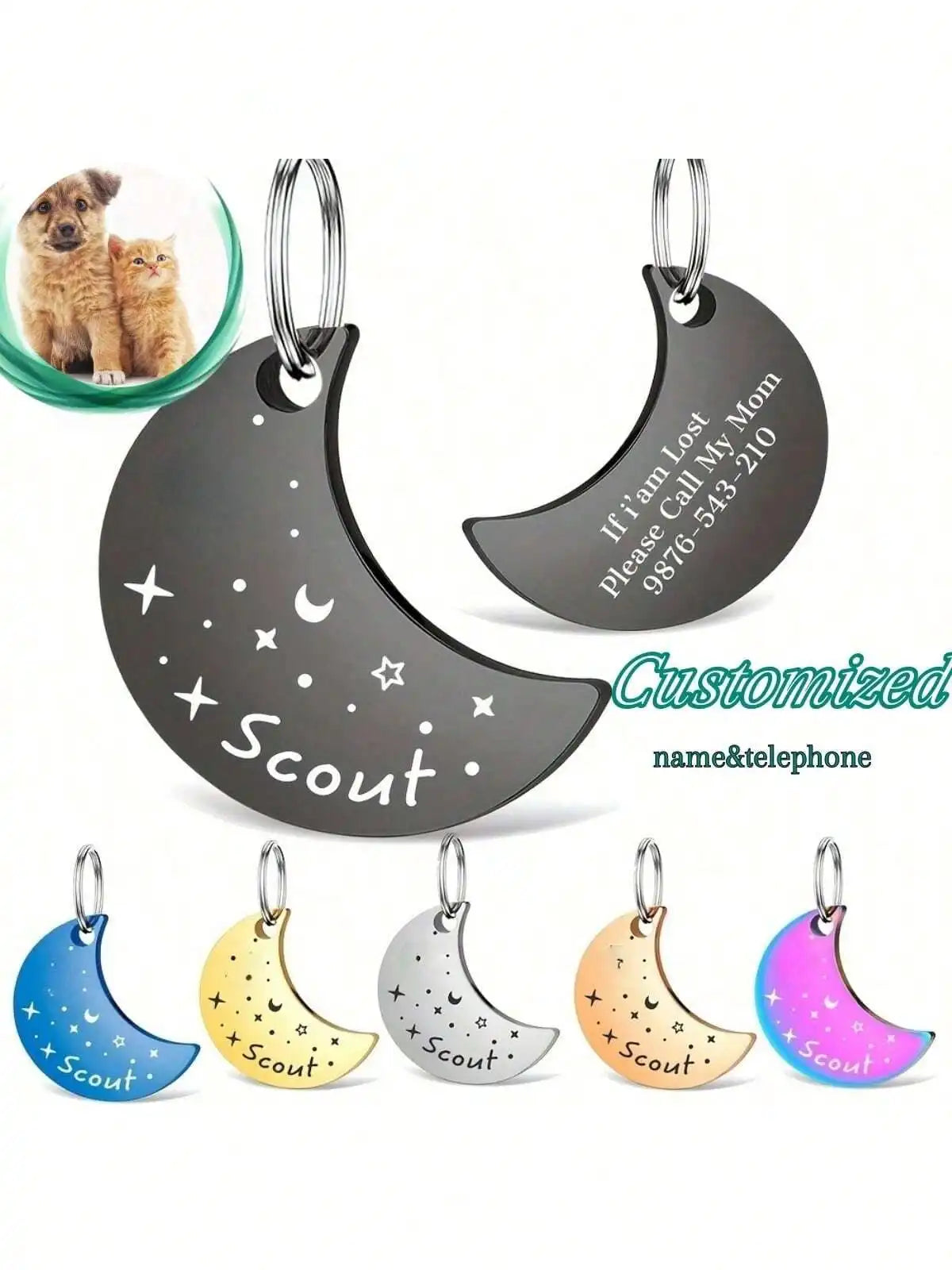 Personalized Laser Engraved Pet Tag Custom Name Number Anti Loss Rustproof Dog Cat ID Tag