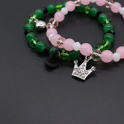 1Pair Magic Stick Hat Crown Pendant Beads Bracelet Couple Matching Bracelets Wicked Witch Movie Inspired Bracelet Friend Jewelry