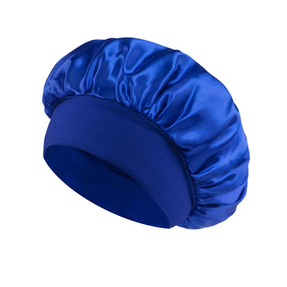 Satin Bonnet Hair Bonnet for Sleeping Hair Care Silk Bonnets Solid Wide-brimmed Sleeping Hat with Elastic Soft Band