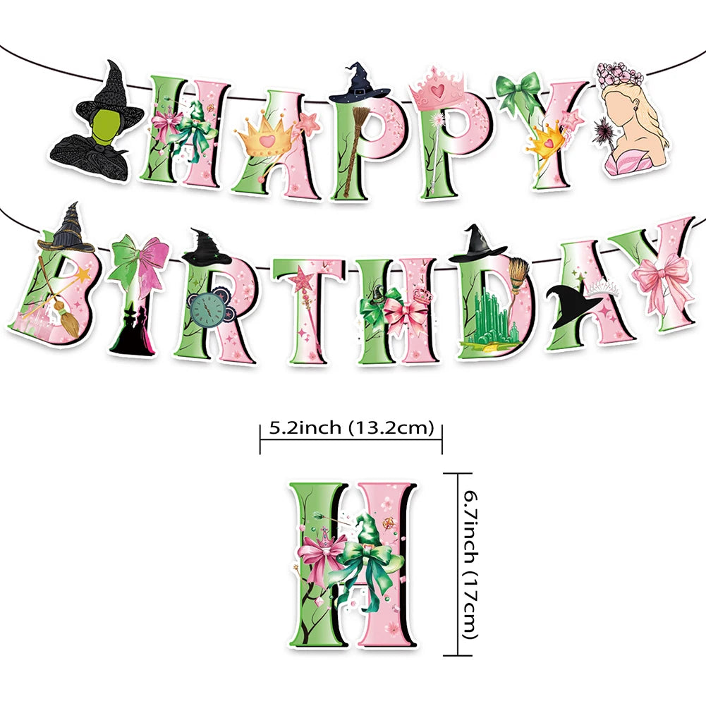 Wicked Theme Birthday Party Decoration Magic Witch Kids Party Ornaments Disposable Balloon Banner Cake Flag Hangings Supplies