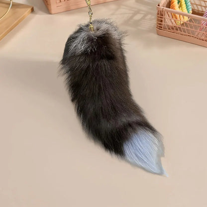 Huge Fluffy Faux Fur Fox Tail Keychain Therian Tail Fox Tail Keychain Fur Pendant Key Chain Keychain Pendant Gift for Women Girl