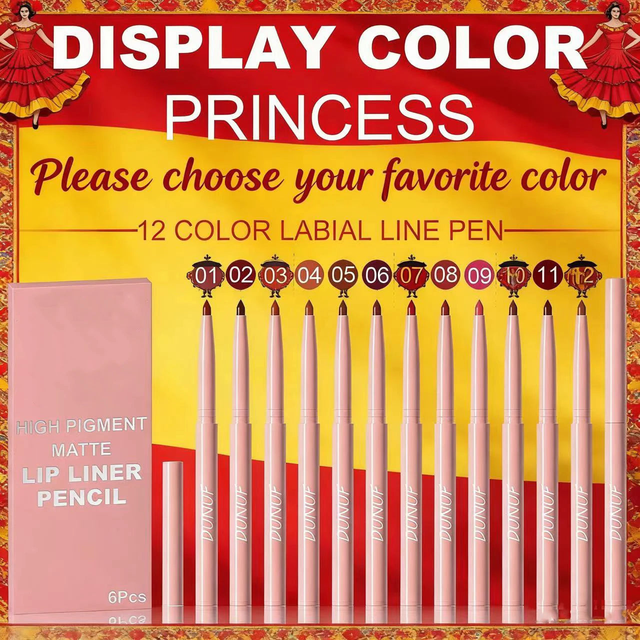 Waterproof Lip Liner Pencil 6 Colors Set: Lip Contour Waterproof Non-transfer Highly Pigmented Smooth Nude-pink Daily &  Party Makeup