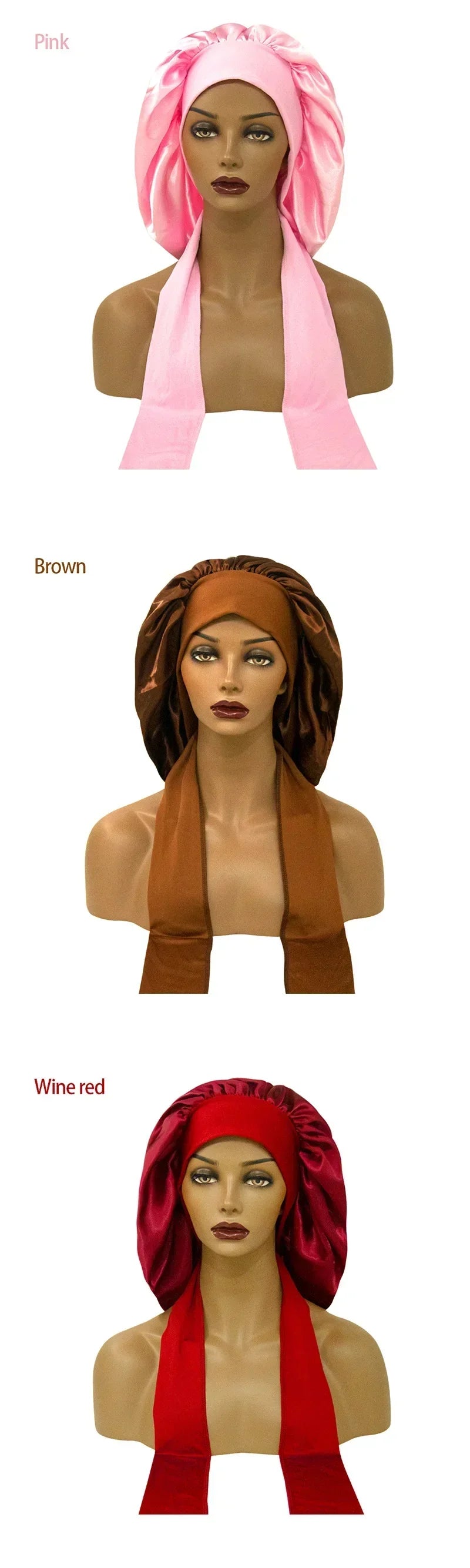 Satin Widened Sleep Hat Night Sleep Cap with Long Streamer Hair Care Bonnet Nightcap Elastic Cap De Nuit Shower Turban