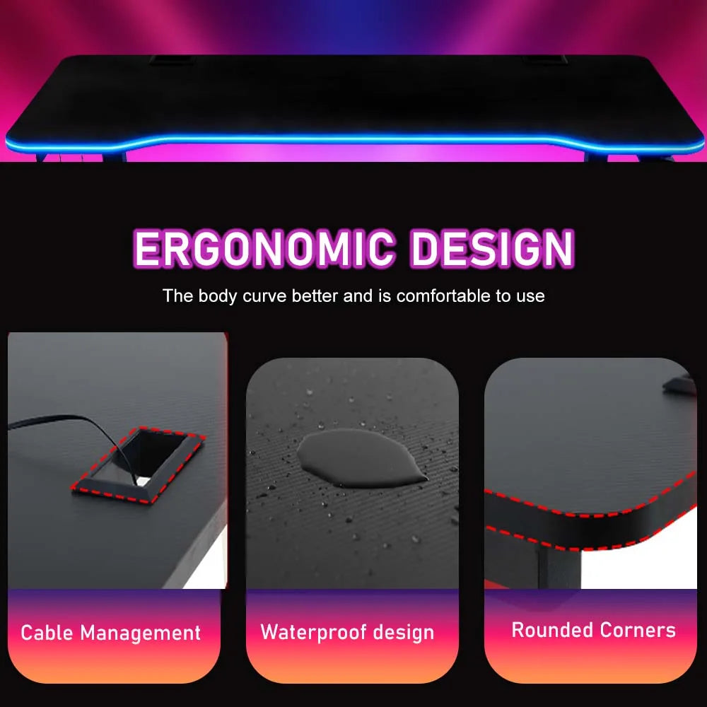 47 Inch Desk Modern Computer Desk with Electric Lifting Headphone Hook，Ergonomic Workstation Table for Home Office