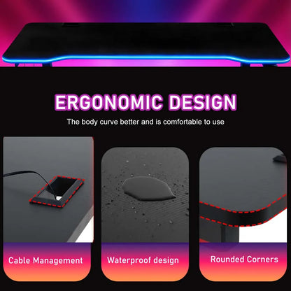47 Inch Desk Modern Computer Desk with Electric Lifting Headphone Hook，Ergonomic Workstation Table for Home Office