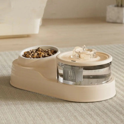 USB Charging 2-in-1 Pets Water Fountain Auto Filter Mute Cat Small Dog Drinker Bowl Large Capacity Neck Protection Pet Feeder for Home