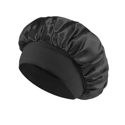 Satin Bonnet Hair Bonnet for Sleeping Hair Care Silk Bonnets Solid Wide-brimmed Sleeping Hat with Elastic Soft Band