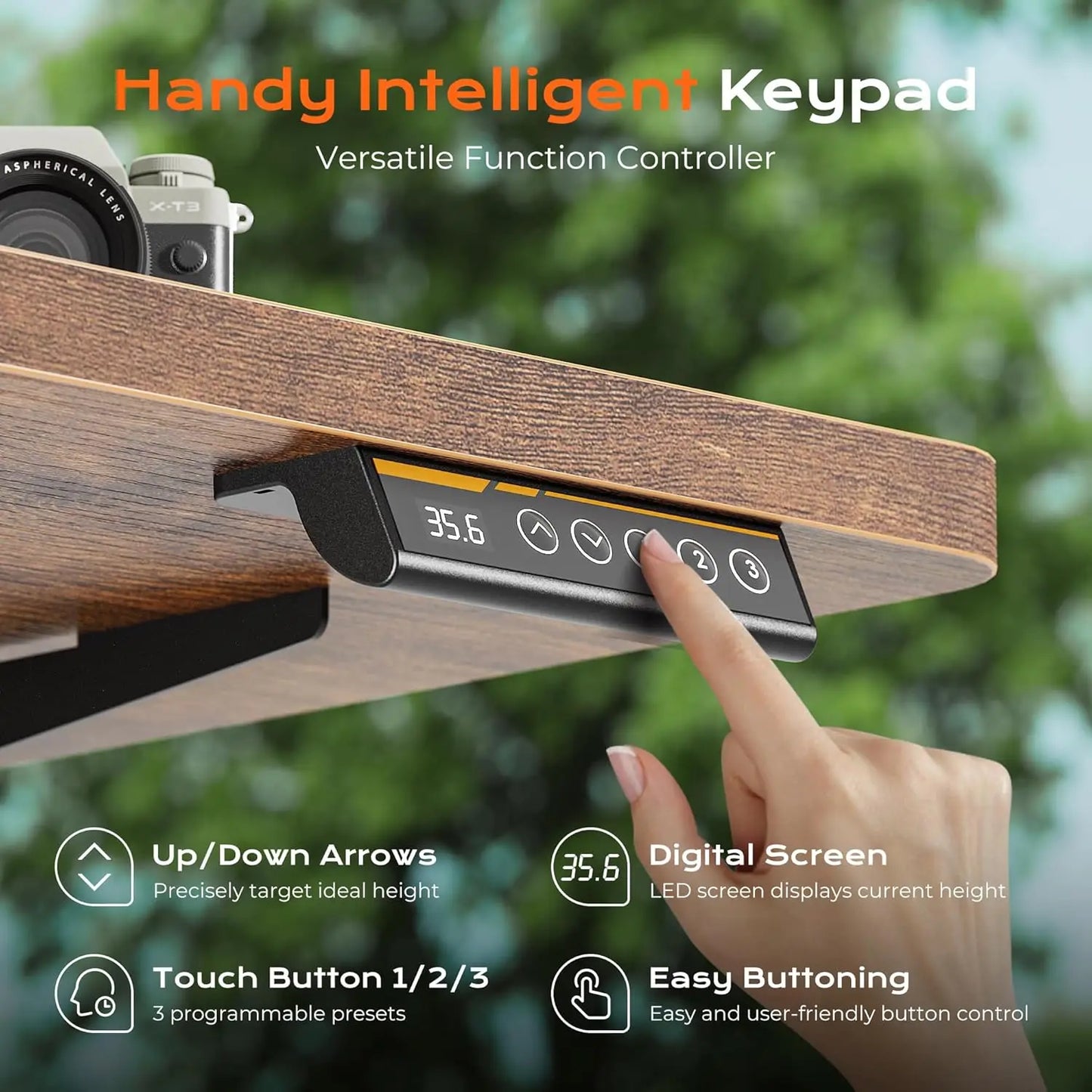 Large Electric Standing Desk, Height Adjustable Computer Desk with 3 Preset Heights, Rustic Brown for Home Office