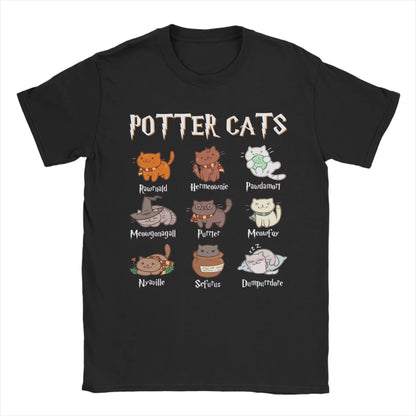 Potter Cats Harries Movie  Cotton Clothing Short Sleeve Round Neck Tee Shirt T-Shirt Y2k