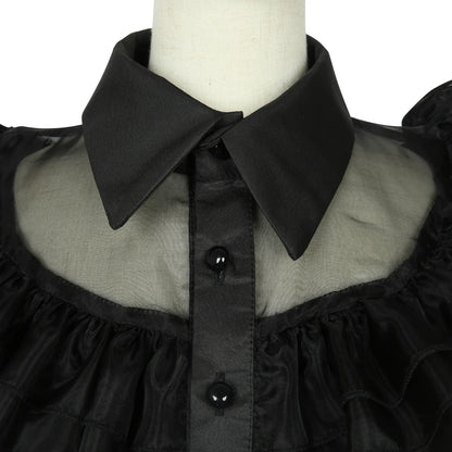  Wednesday Addams Cosplay Dress For Girl Kids Movie Black Dress Adult Women's Dress Halloween Carnival Party Role Play Set