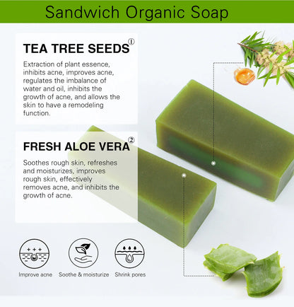 Aloe Vera Whitening Soap, Remove Acne, Spots, Skin Radiant, Improve Skin Luster, Vegan Bath Wash for All Skin Types, 200g
