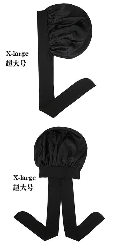 Satin Widened Sleep Hat Night Sleep Cap with Long Streamer Hair Care Bonnet Nightcap Elastic Cap De Nuit Shower Turban
