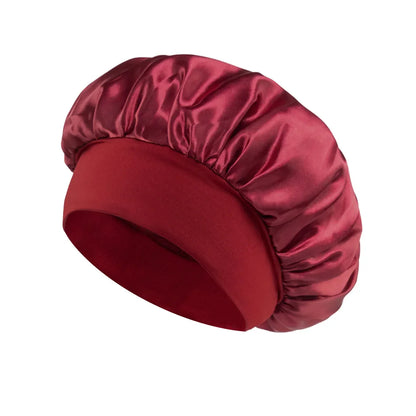 Satin Bonnet Hair Bonnet for Sleeping Hair Care Silk Bonnets Solid Wide-brimmed Sleeping Hat with Elastic Soft Band