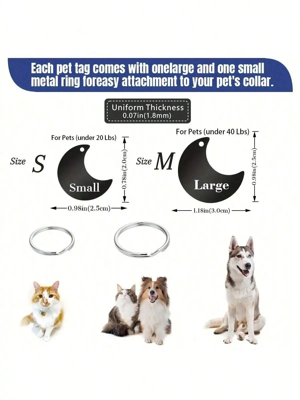 Personalized Laser Engraved Pet Tag Custom Name Number Anti Loss Rustproof Dog Cat ID Tag