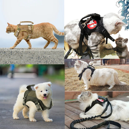 Tactical Cat Harness And Leashes For  Small Dog Puppy Vest Straps with Handle Harnesses Training Adjustable Pet Accessories