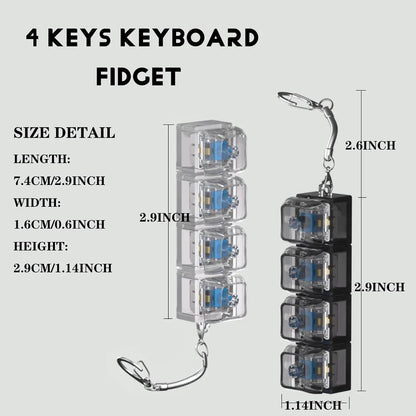 LED Keyboard Key Chain Fidget Toy for Fidget Clicker Decompression Keychains Stress Relief Gadget Interesting Pendant