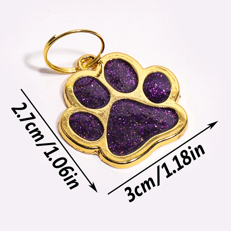 Glitter Claw Custom Text Dog Tag Personalized Name Pets Tag Laser Engraving Number Golden Collar Pendant Customized Cat ID Tag